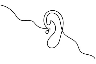 Minimalist Devamlılık Çizgisi İnsan Kulağı Sanatı - İzole Vektör Simgesi Tasarımı