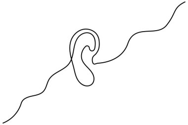 Minimalist Devamlılık Çizgisi İnsan Kulağı Sanatı - İzole Vektör Simgesi Tasarımı