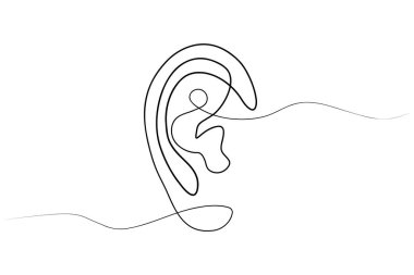 Minimalist Devamlılık Çizgisi İnsan Kulağı Sanatı - İzole Vektör Simgesi Tasarımı