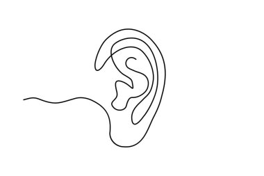 Minimalist Devamlılık Çizgisi İnsan Kulağı Sanatı - İzole Vektör Simgesi Tasarımı