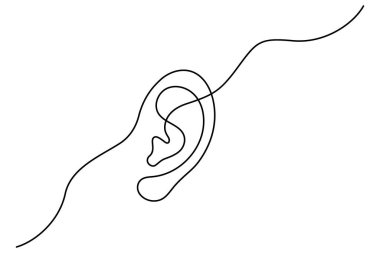 Minimalist Devamlılık Çizgisi İnsan Kulağı Sanatı - İzole Vektör Simgesi Tasarımı