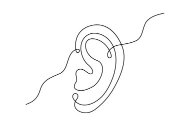 Minimalist Devamlılık Çizgisi İnsan Kulağı Sanatı - İzole Vektör Simgesi Tasarımı