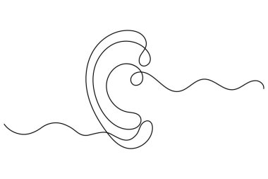 Minimalist Devamlılık Çizgisi İnsan Kulağı Sanatı - İzole Vektör Simgesi Tasarımı