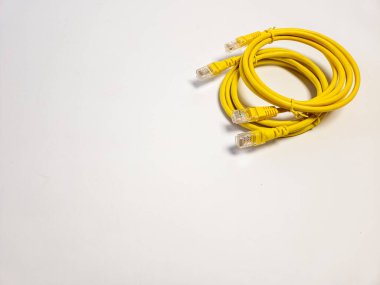 İki ethernet LAN kablosu. Beyaz arkaplanda izole.