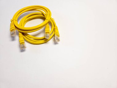 İki ethernet LAN kablosu. Beyaz arkaplanda izole.