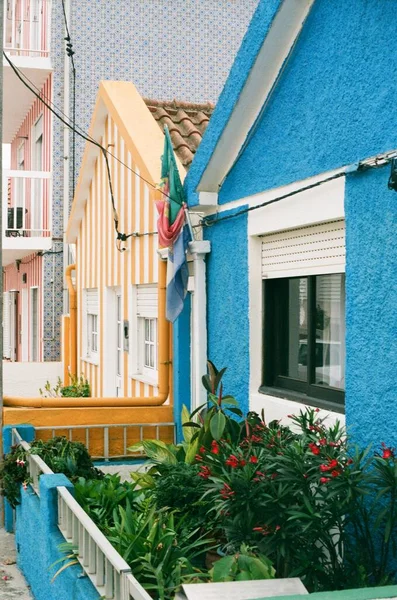 Bunte Häuser Der Stadt Coimbra Portugal Stadtarchitektur — Stockfoto