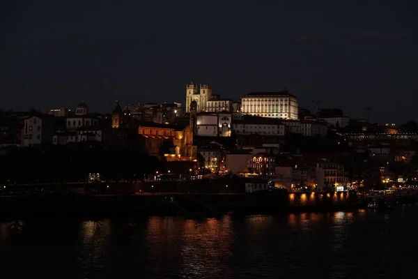 Portugalia 2023 Porto Miasto Nocy — Zdjęcie stockowe