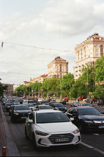 Ukraine Kyiv Road Traffic Cars Royalty Free Stock Images