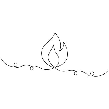 Bon fire tek çizgi sanatı, izole edilmiş dış hat vektör simgesinin sürekli tek çizgi çizimi