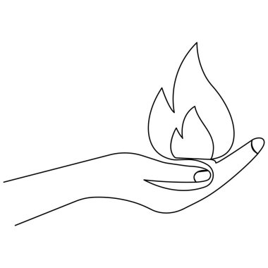Bon fire tek çizgi sanatı, izole edilmiş dış hat vektör simgesinin sürekli tek çizgi çizimi