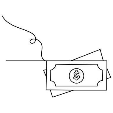 Dolar simgesi tek çizgi sanatı, izole edilmiş dış hat vektör sanatının sürekli tek çizgi çizimi