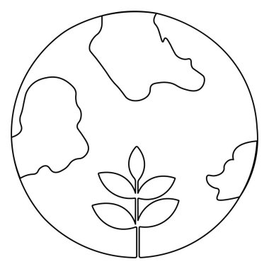 Ekoloji tek çizgi sanatı, izole edilmiş dış hat vektör simgesinin sürekli tek çizgi çizimi