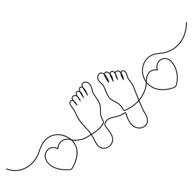 İnsan ayağı simgesi ana hatlı vektör çiziminin sürekli bir çizimi