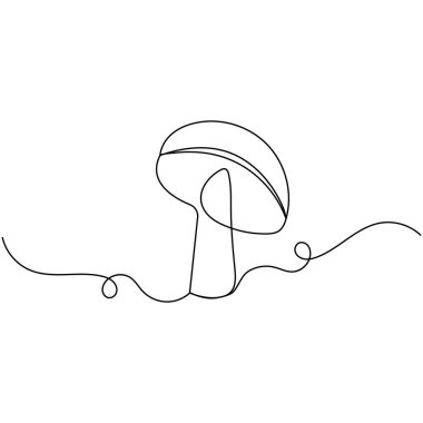 Mashrum simgesi ana hatlı vektör illüstrasyonunun sürekli bir çizgi çizimi