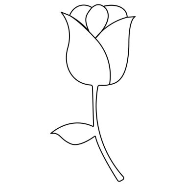Gül çiçeği sürekli bir çizgi ana hatlı vektör çizimi minimalist tasarım sevgililer günü ikonu