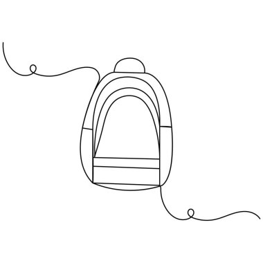 Okul çantası sürekli bir satır ana hatlı vektör simgesi çiziyor