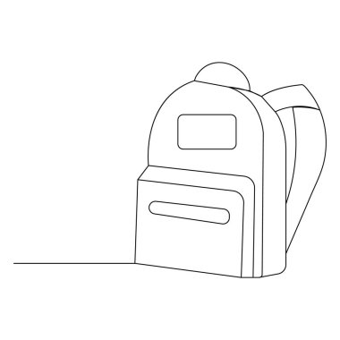 Okul çantası sürekli bir satır ana hatlı vektör simgesi çiziyor