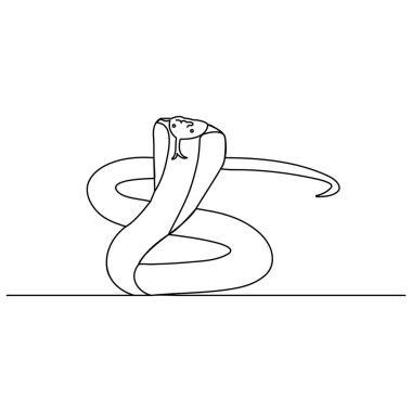 Yılan dövmesi logosu kartton basit minimalist simge sürekli bir çizgi çizer.