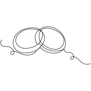 Alyans simgesi tek çizgi sanat, izole edilmiş dış hat vektör sanatının sürekli tek çizgi çizimi