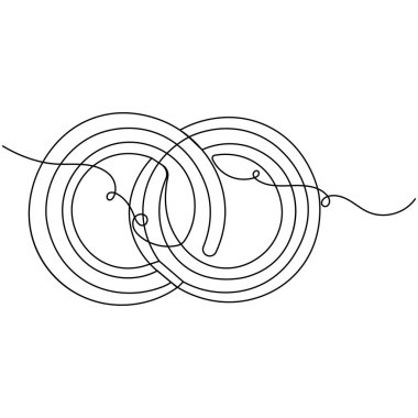 Alyans simgesi tek çizgi sanat, izole edilmiş dış hat vektör sanatının sürekli tek çizgi çizimi