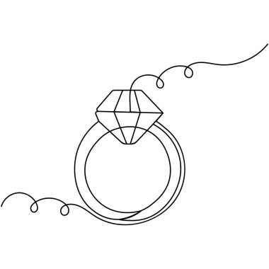 Alyans simgesi tek çizgi sanat, izole edilmiş dış hat vektör sanatının sürekli tek çizgi çizimi