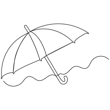 Şemsiye simgesi sürekli bir çizgi çizimi vektör çizimi