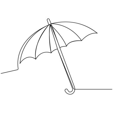 Şemsiye simgesi sürekli bir çizgi çizimi vektör çizimi
