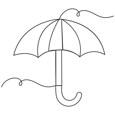 Şemsiye simgesi sürekli bir çizgi çizimi vektör çizimi