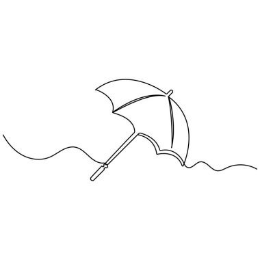 Şemsiye simgesi sürekli bir çizgi çizimi vektör çizimi