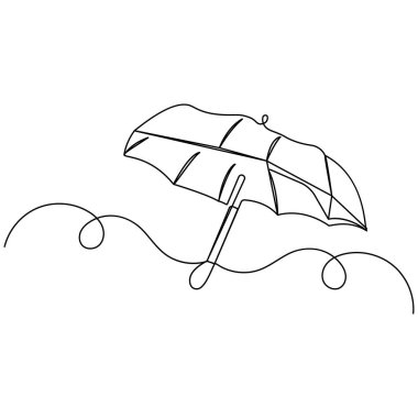 Şemsiye simgesi sürekli bir çizgi çizimi vektör çizimi