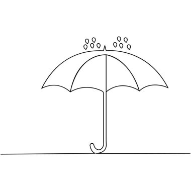 Şemsiye simgesi sürekli bir çizgi çizimi vektör çizimi