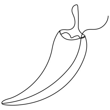 Chili simgesi sürekli bir çizgi çizimi ana hatlı vektör çizimi