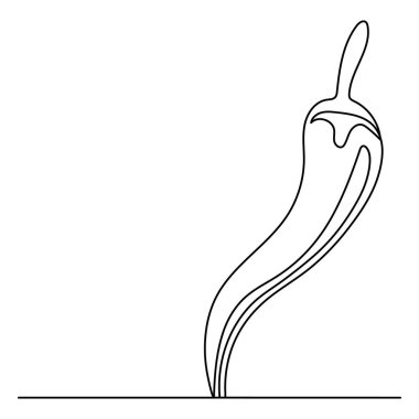 Chili simgesi sürekli bir çizgi çizimi ana hatlı vektör çizimi