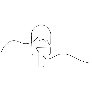  Dondurma ikonu ana hatlı vektör illüstrasyonunun sürekli bir çizimi