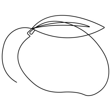 Mango meyveli tek çizgi sanat, izole edilmiş dış hat vektör simgesinin sürekli tek çizgi çizimi