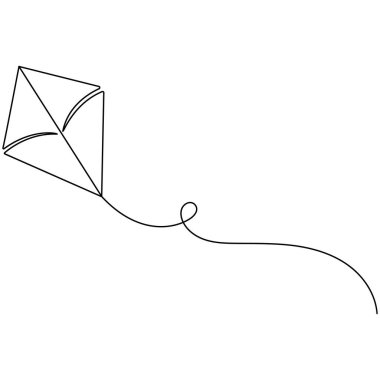 Uçurtma simgesi sürekli bir çizgi çizimi vektör çizimi