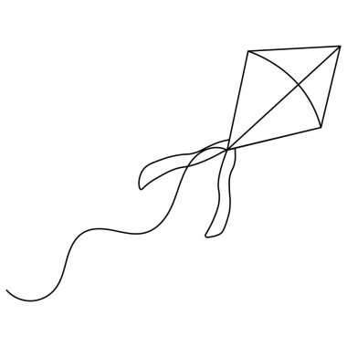 Uçurtma simgesi sürekli bir çizgi çizimi vektör çizimi