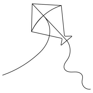 Uçurtma simgesi sürekli bir çizgi çizimi vektör çizimi
