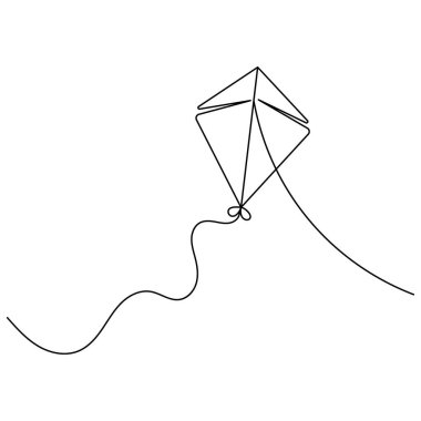 Uçurtma simgesi sürekli bir çizgi çizimi vektör çizimi