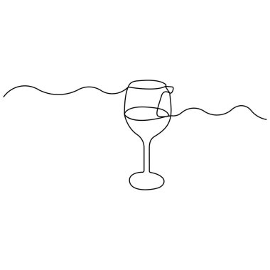 Kokteyl içilen tek çizgi sanat, izole edilmiş dış hat vektör simgesinin sürekli çizimi