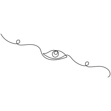 Gözler tek çizgi sanatı, sürekli izole edilmiş ana hat çizimi.