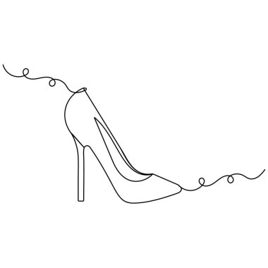 Yüksek topuklu ayakkabı simgesi sürekli bir çizgi çizimi vektör çizimi