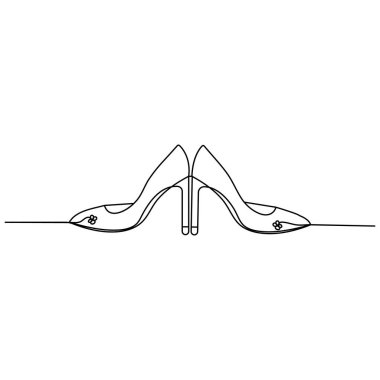Yüksek topuklu ayakkabı simgesi sürekli bir çizgi çizimi vektör çizimi