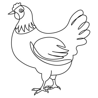 Hen simgesi sürekli bir çizgi çizimi ana hatlı vektör çizimi