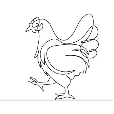 Hen simgesi sürekli bir çizgi çizimi ana hatlı vektör çizimi