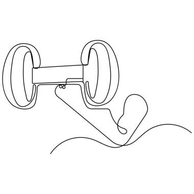 Tek çizgi sanatı, izole edilmiş dış hat vektör simgesinin sürekli çizimi