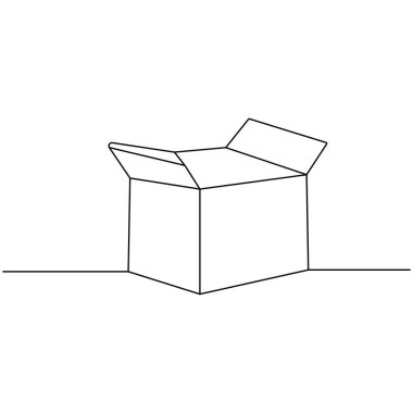 Karton kutu simgesi sürekli bir satır çizimi vektör çizimi