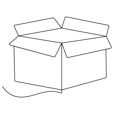 Karton kutu simgesi sürekli bir satır çizimi vektör çizimi