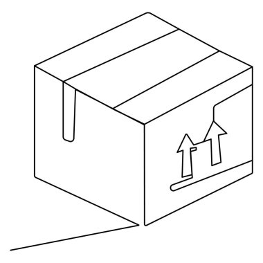 Karton kutu simgesi sürekli bir satır çizimi vektör çizimi