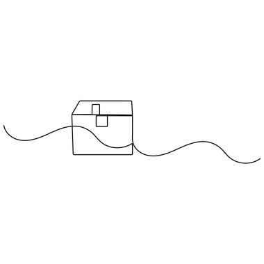 Karton kutu simgesi sürekli bir satır çizimi vektör çizimi